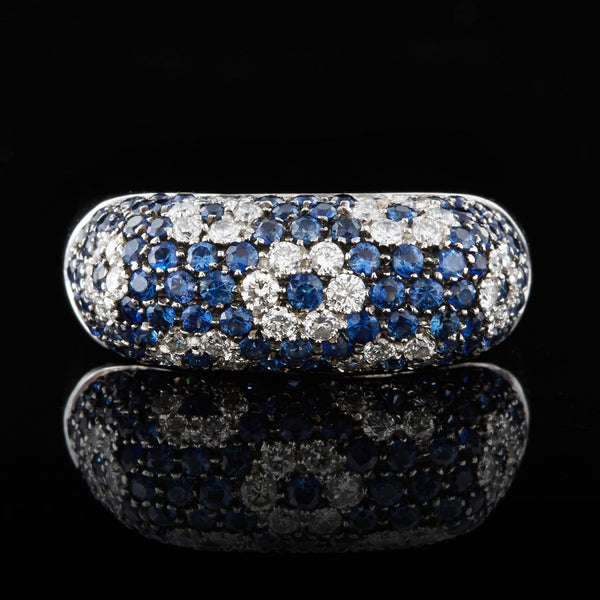 Cartier 'Mimi Star' White Gold Diamond and Sapphire Ring at