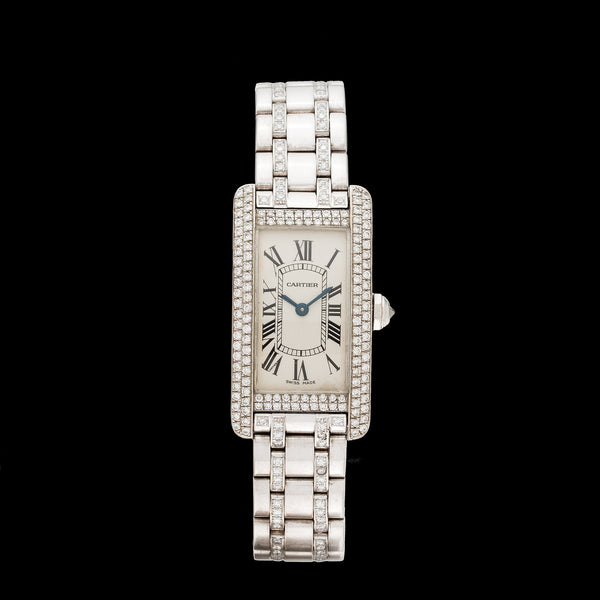 Cartier Tank Am ricaine Diamond 18k White Gold Ladies Wristwatch