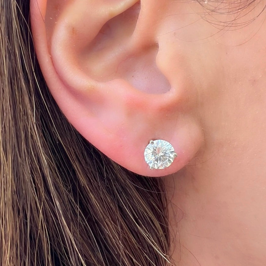 2 Carat Lab-Grown Diamond Earrings - 6 Claw Solitaire Studs