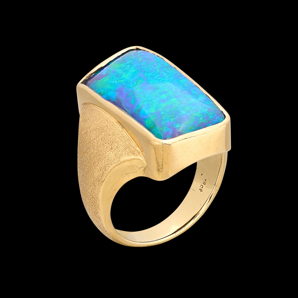 18kt Yellow Gold Estate Australian Opal Ring - 66mint Fine Estate Jewelry