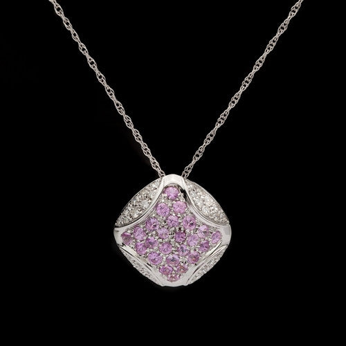 Salavetti Pink Sapphire & Diamond Necklace, Italy - 66mint Fine