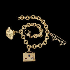 Tiffany & Co. Yellow Gold Coral Dice Charm Bracelet