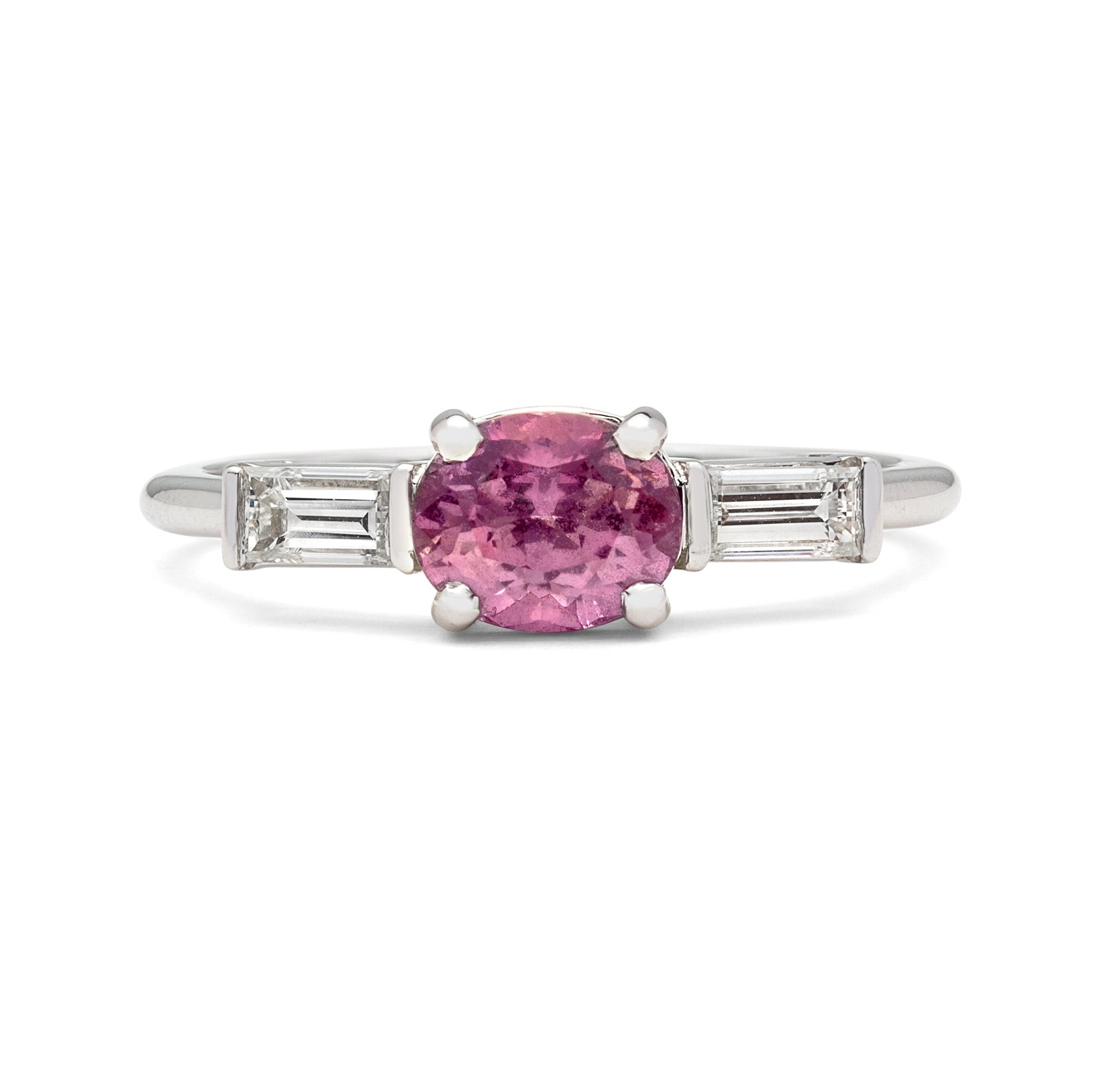 Pink Sapphire 2.02 Cts in 14Kt White Gold Ring Unheated Sapphire