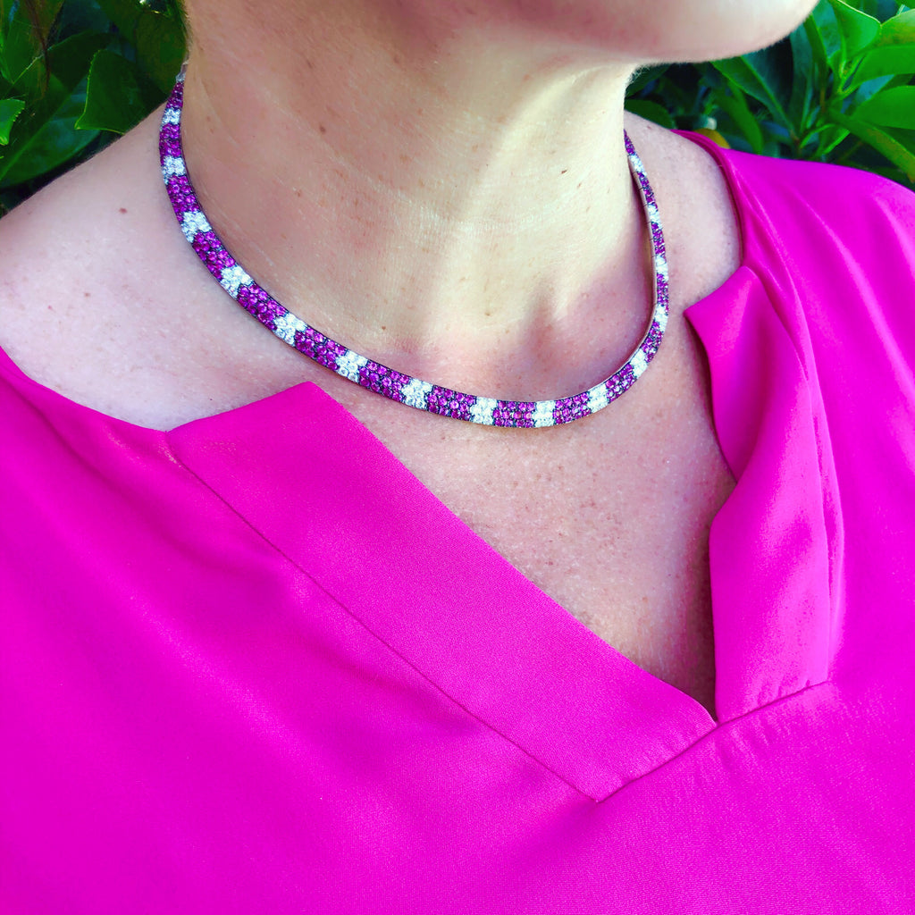 Estate Diamond & Pink Sapphire Necklace