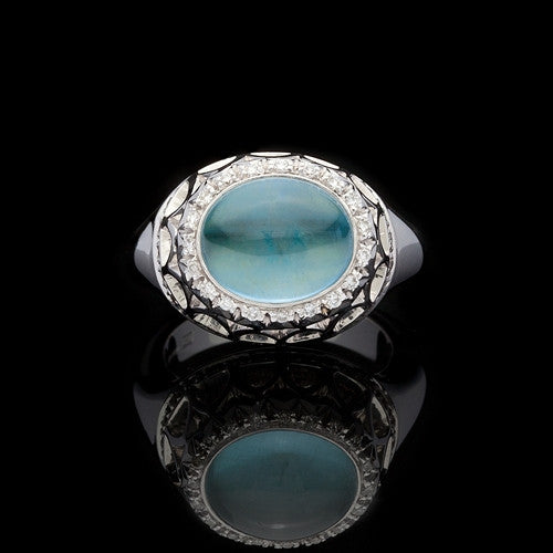 Favero Oval Moonstone & Diamond Ring - 66mint Fine Estate Jewelry