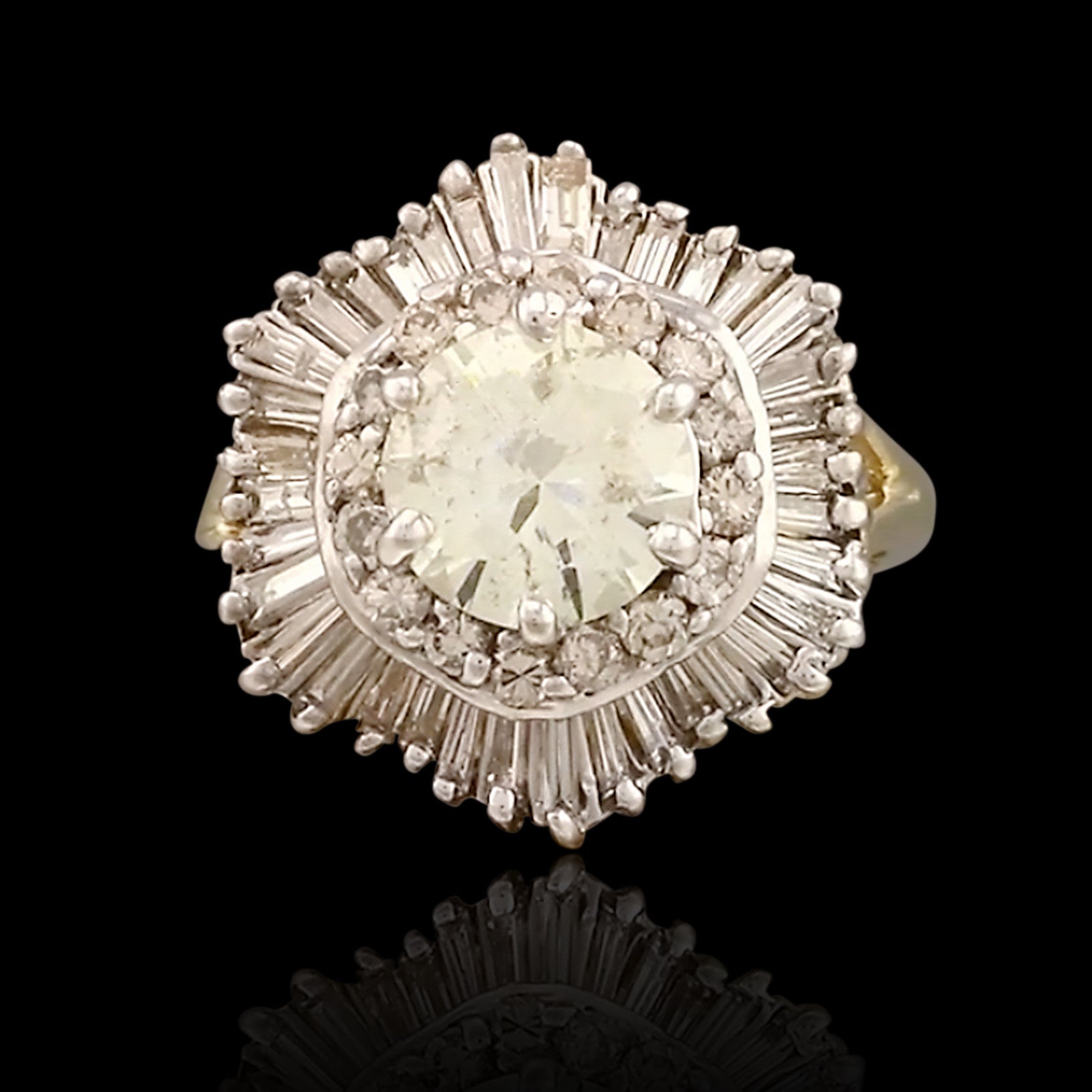 Ballerina Ring, Vintage Gatsby Diamond Ring 14K Rose Gold