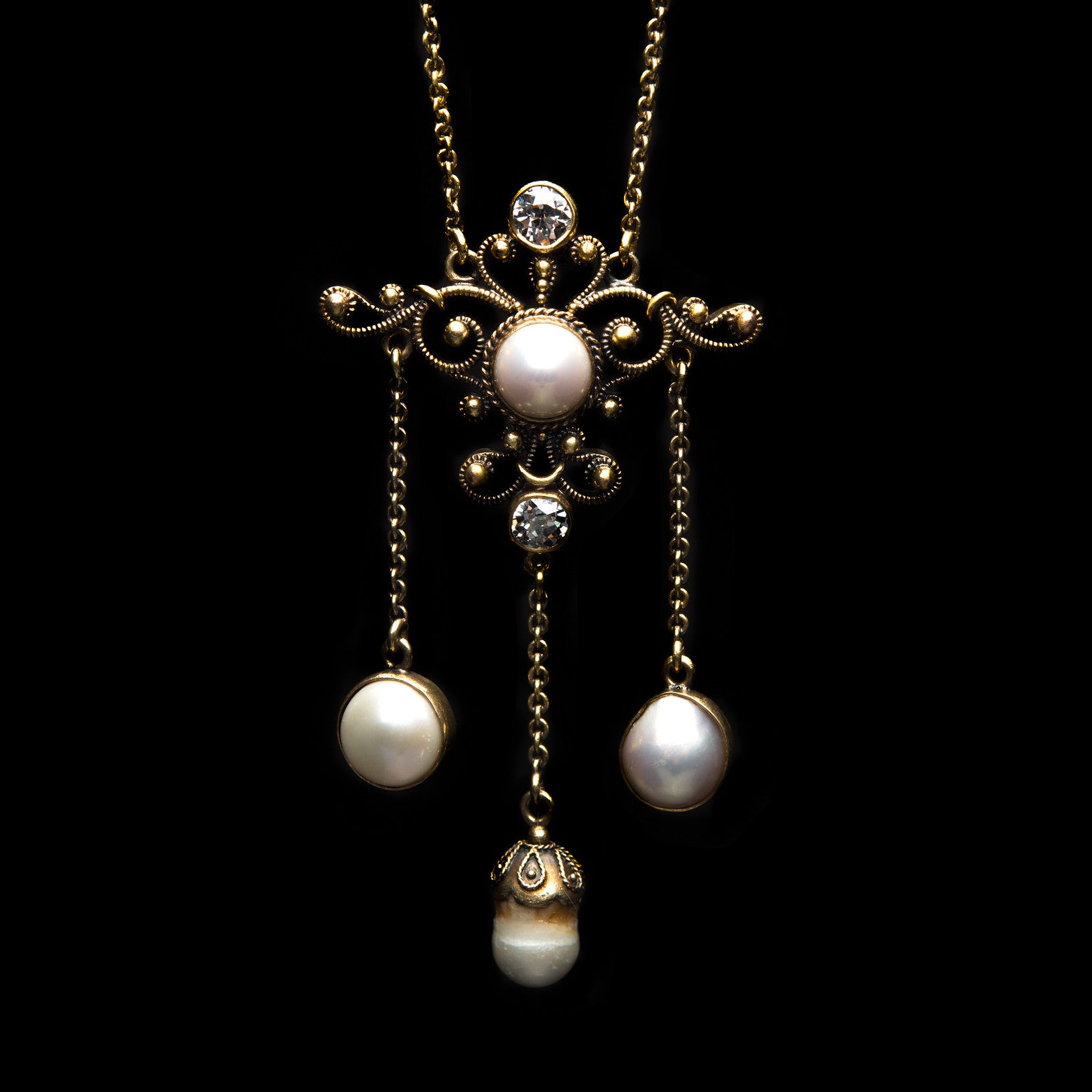 Timeless Pearl Cluster Necklace - Vintage Estate Jewelry