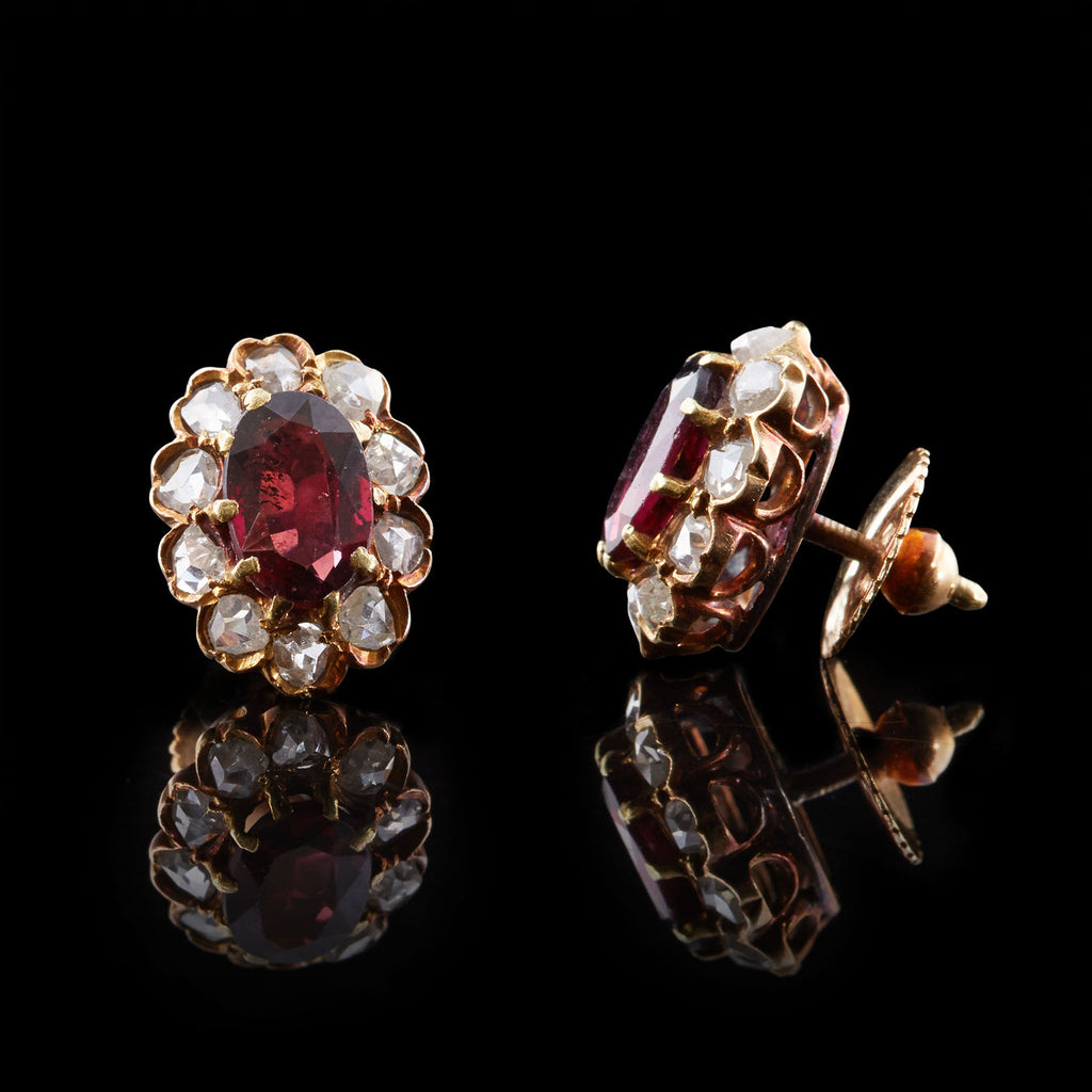 Estate Garnet Stone Floral Vintage deals Earrings