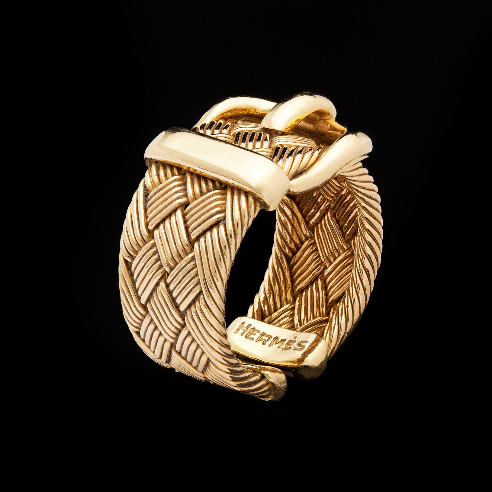 Hermes Buckle Belt Motif Gold Tone Metal Ring Size 54 Hermes