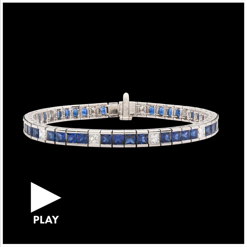 Tiffany & Co. Channel Set Diamond & Blue Sapphire Bracelet