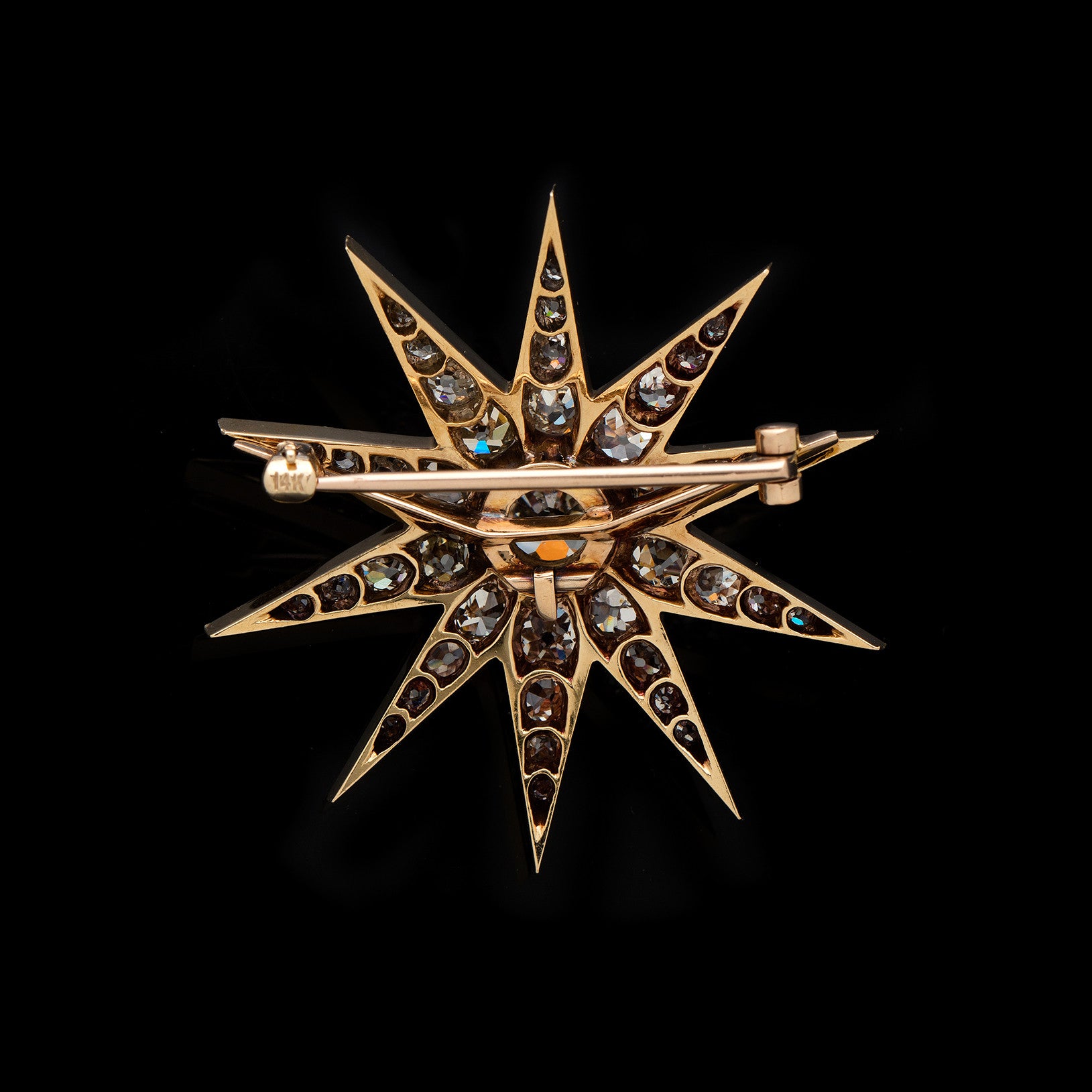 Late Victorian Platinum Old Mine Cut Diamond Star Brooch – Butter