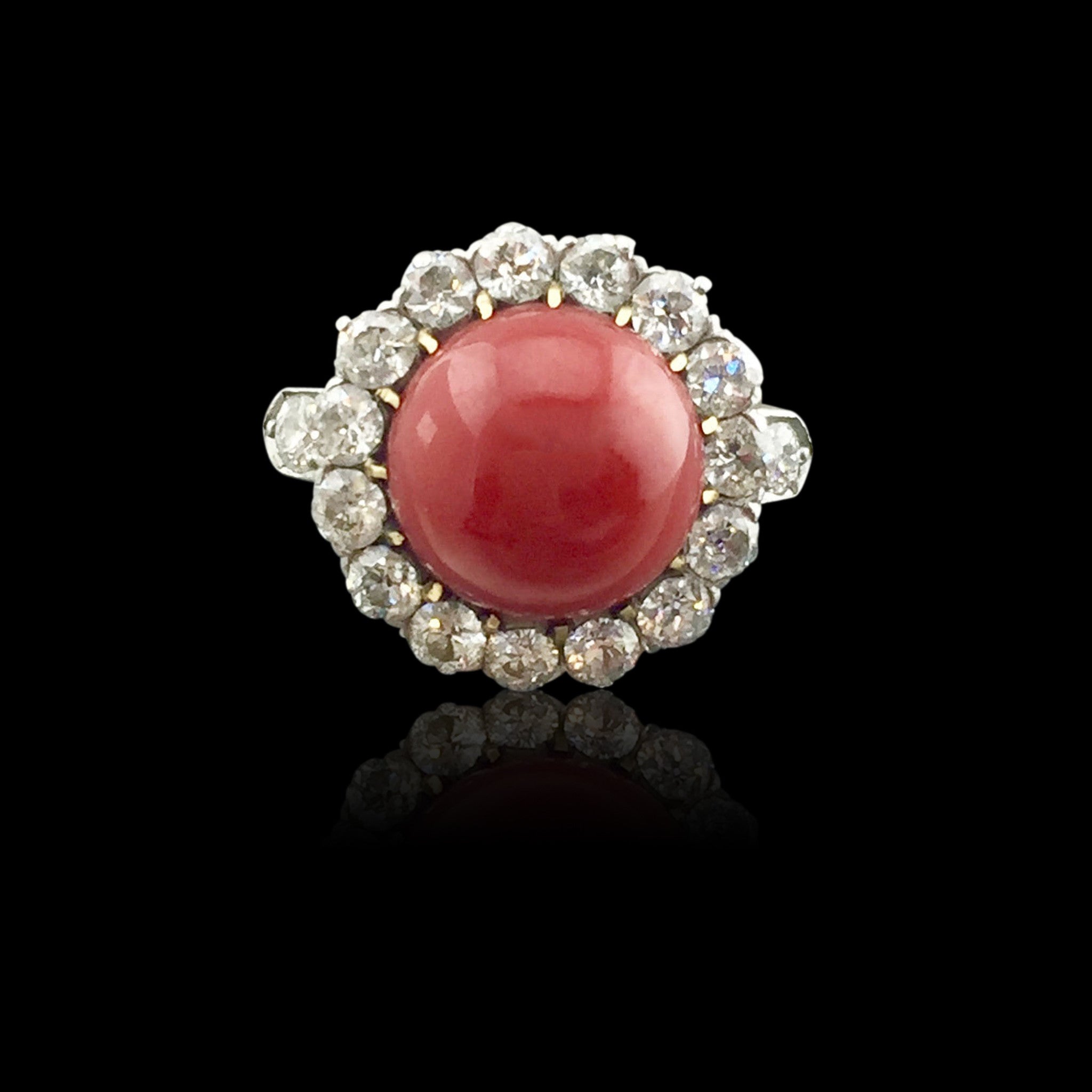 Coral and 2025 diamond ring