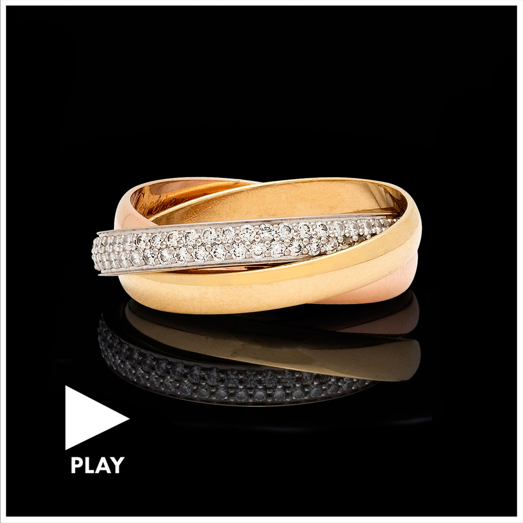 Cartier Trinity Rolling Bracelet Tri-Color 18k Gold - Diamond