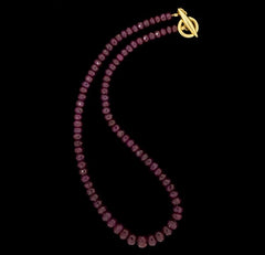 Beaded Faceted Ruby Necklace with Gold Beads