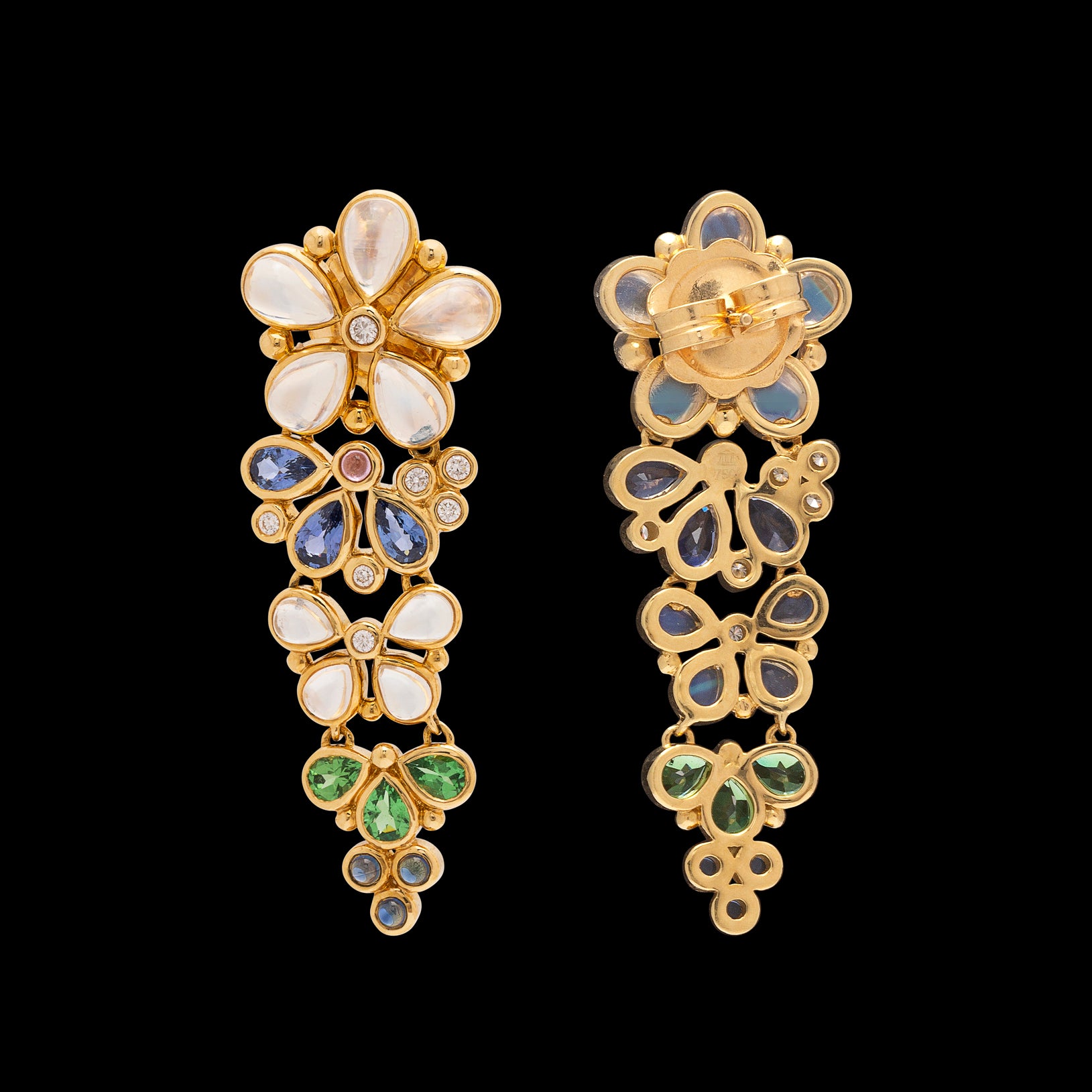 Buy Priyaasi Peacock Pink & Green Stone Studded Beads Gold-Plated Drop  Earrings online