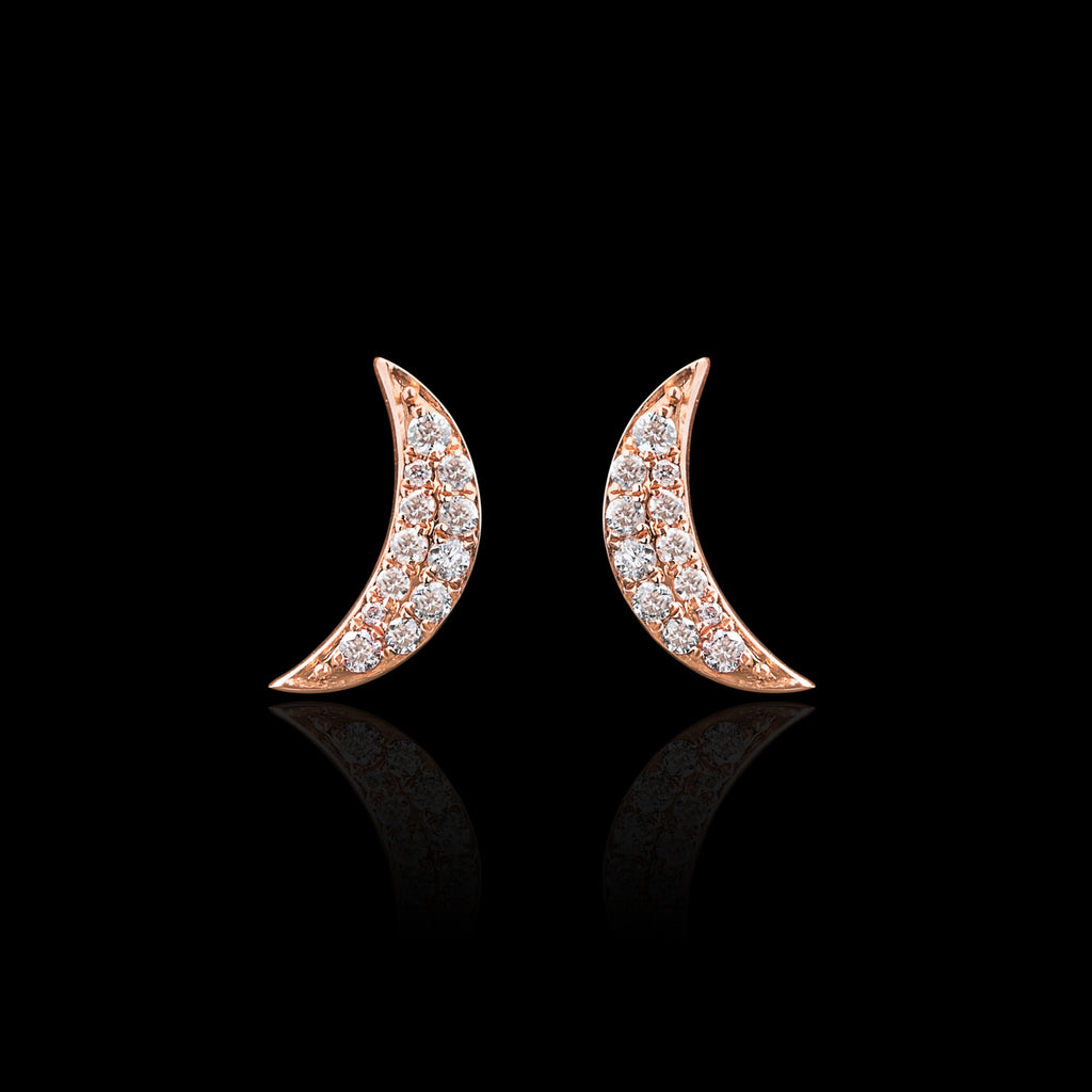 Four Petal Flower Diamond Rose Gold Earrings - 66mint Fine Estate