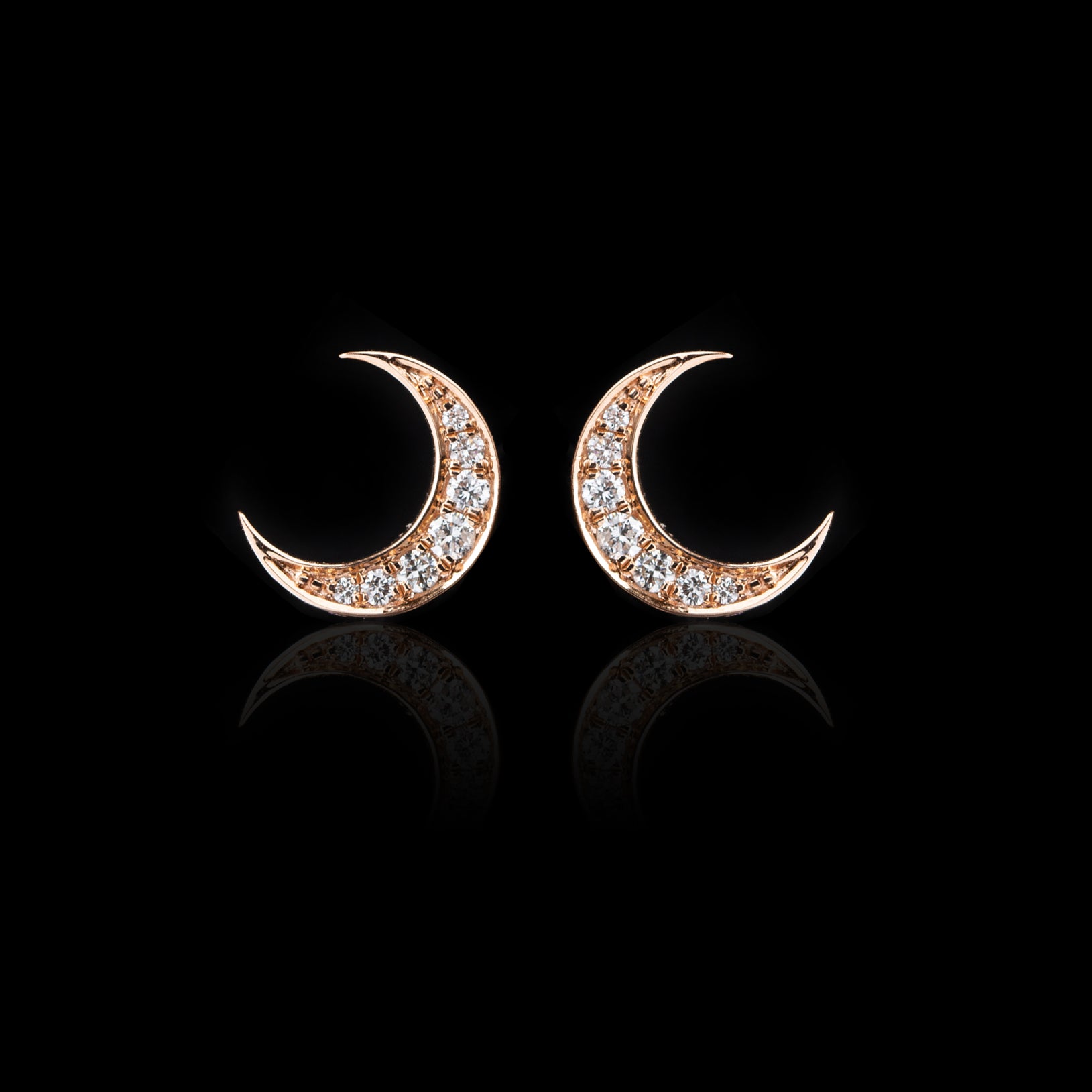 Four Petal Flower Diamond Rose Gold Earrings - 66mint Fine Estate