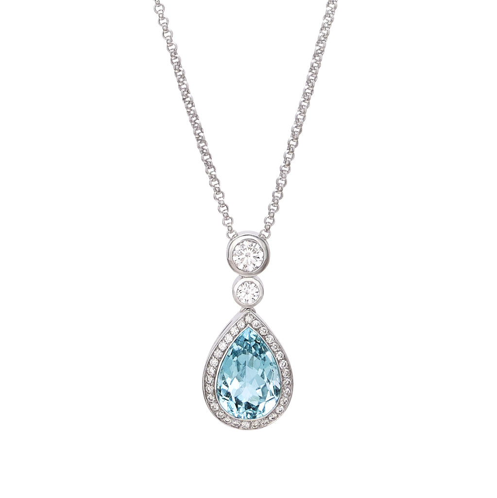 Hans D. Krieger Aquamarine & Diamond Necklace - 66mint Fine Estate Jewelry