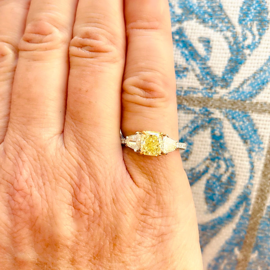 6 ct Radiant Cut Created Yellow factory Diamond Ring, Yellow Engagement Ring, Promise Ring, Anniversary Ring, Art Deco Ring, Large Statement Ring