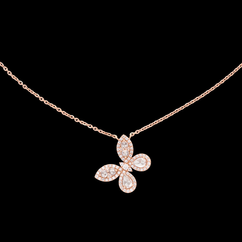 18KT ROSE GOLD DIAMOND BUTTERFLY NECKLACE. - Provident Jewelry