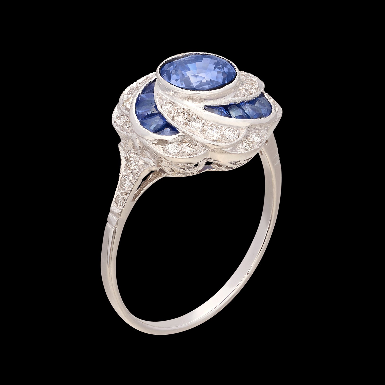 ❤️ Magnificent ⭐️Art outlet Deco ⭐️ Sapphire ring