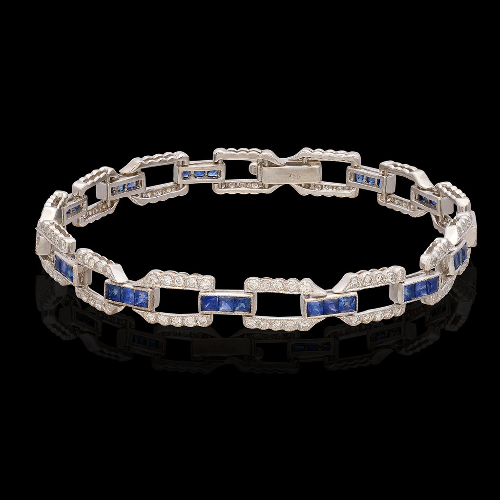 3x2mm Baguette Sapphire Bracelet, Baguette Jewelry, Sapphire Jewelry, Art Deco Bracelet, outlets 925K Sterling Silver, 14K & 18K Solid White Gold